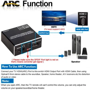 HDMI 2.0 Audio Extractor Splitter HDMI ARC + SPDIF Audio + 3.5mm Converter 60Hz - Bild 1 von 11