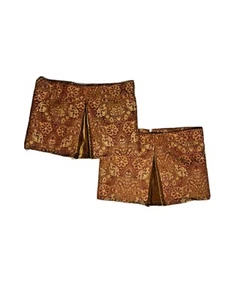 Vintage 1990s Springs Luxury Red Gold Valances Curtains Velvet Pleats Jacobean - Picture 1 of 6