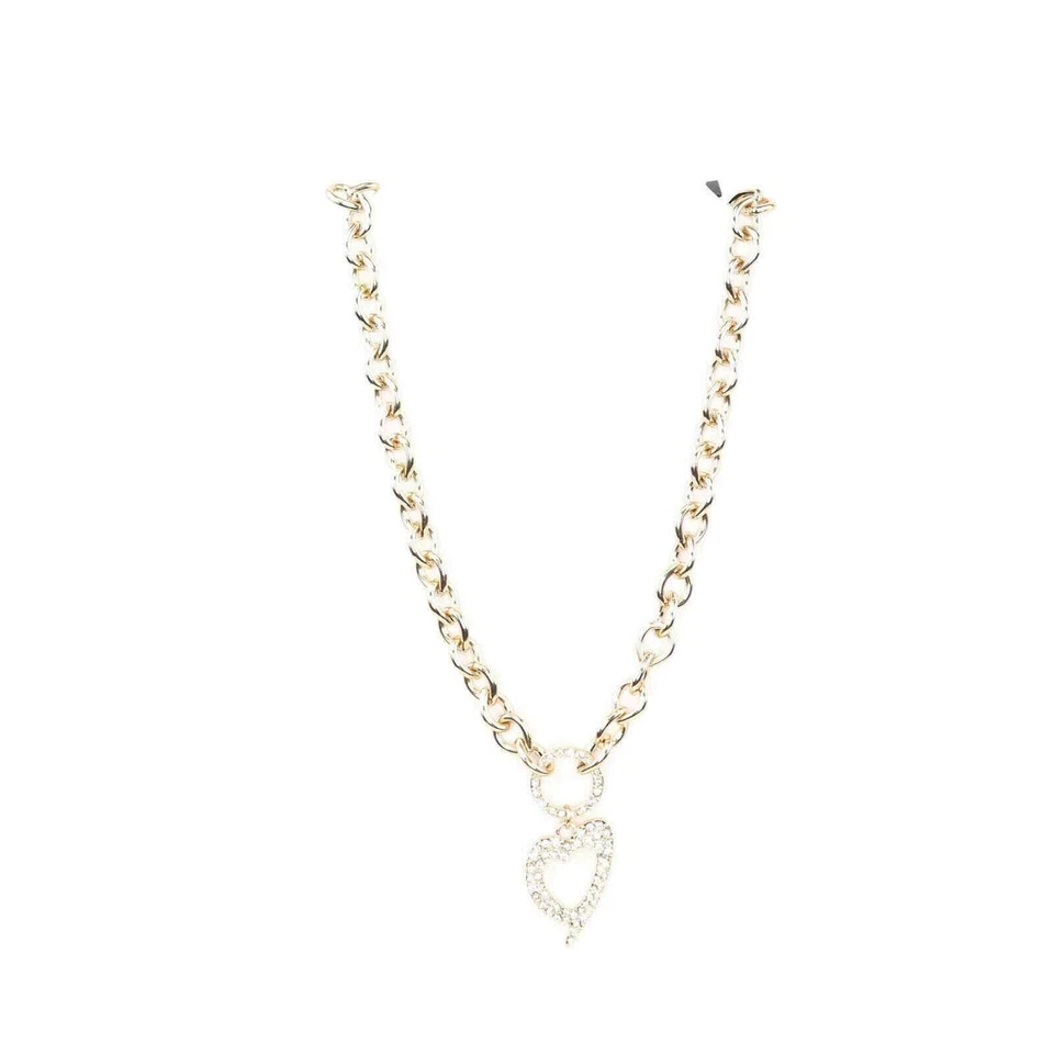 Thalia Sodi Signature Cutout Heart Pave Pendant Goldtone Necklace #726