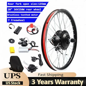 250W 20" Rear Wheel Electric Bicycle Motor Kit 36V Ebike Cycling Hub Conversion - Picture 1 of 15