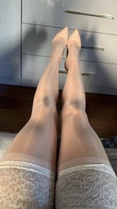 CERVIN Sensual Hold Up STOCKINGS, 20 Denier, size 6, White - Picture 1 of 2