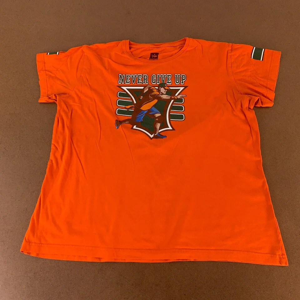 Camiseta WWE Adult 2XL Naranja Manga Corta Never Give Up You Can't See Me 15 Defecto Foto 1 de 4