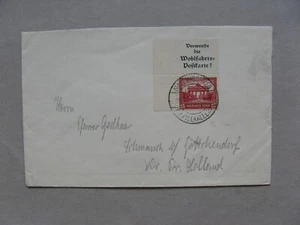 GERMANY REICH, R-cover 1930,  stamp wit tab  ( Michel S84), Brandenburg Gate - Picture 1 of 2