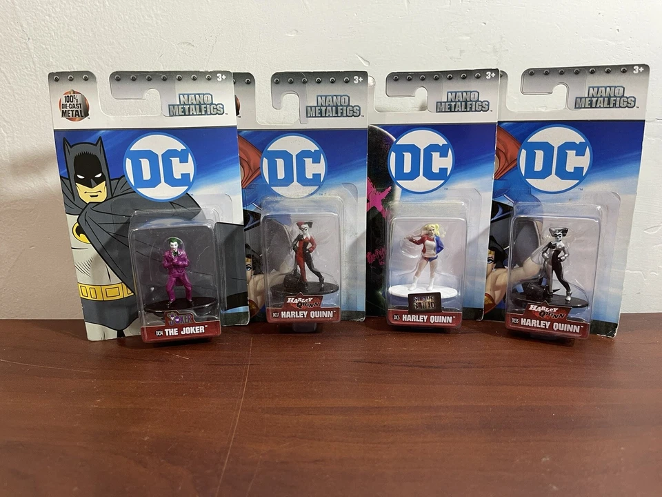 DC Comics Nano Metalfigs фигурка Харли Квинн Джокер DC 2017 Jada игрушки лот из 4 - Изображение 1 из 4