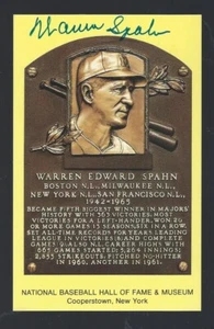 WARREN SPAHN Yellow HOF Hall of Fame postcard signed autographed - authentic - Picture 1 of 1
