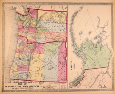 Карта 1872 ~ ТЕРРИТОРИИ ВАШИНГТОН И АЛЯСКА - РЕГОН - H.H. КАРТА ЛЛОЙДА (15x17) - #31 - Изображение 1 из 2