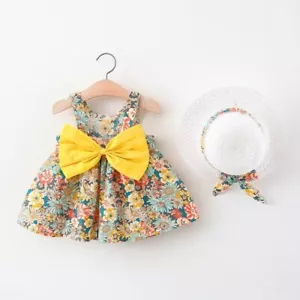 2-Piece Toddler Girl Summer Dress & Sunhat Set with Floral Bow (143) - Picture 1 of 16