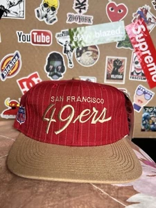 Vintage SPORTS SPECIALTIES SAN FRANCISCO 49ERS PINSTRIPES SNAPBACK SCRIPT HAT - Picture 1 of 7