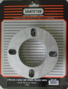 Grayston Pack Of 2 Universal Wheel Spacers Shims 19mm 4 Stud PCD 95-114mm Pair - Picture 1 of 1