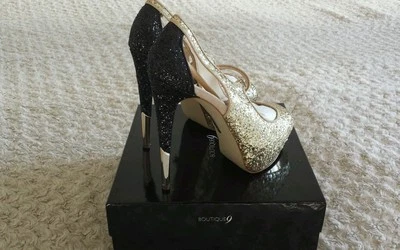 BOUTIQUE 9 NICKEYA PUMP ~ TWO TONE BLACK & GOLD~SIZE 9~NEW CONDITION! WORN 2HRS! - Image 1 of 4