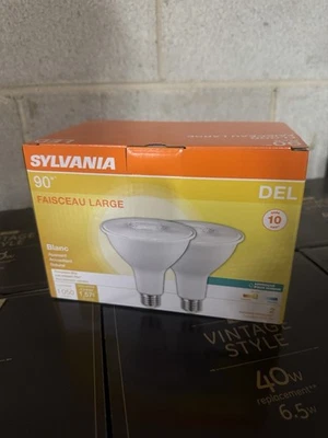 2 PACK - SYLVANIA PAR38 Flood LED Light Bulb, 90W = 13W, 3000K, White, Non-Dim - Image 1 of 4