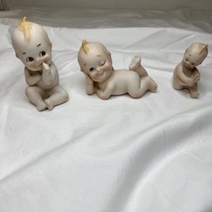 Lefton & Norcrest Bisque Porcelain Kewpie Figurines 1950's Lot Of 3 - Picture 1 of 17