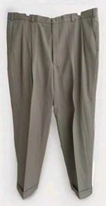 Brooks Bros Stretch OLIVE GREEN WOOL CAREER Dress PLEAT Pants Men 40 29.5 - Picture 1 of 19