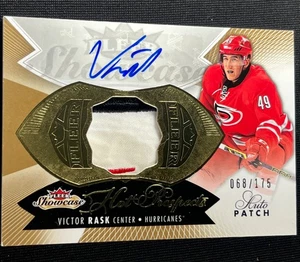 2014-15 FLEER SHOWCASE HOT PROSPECTS VICTOR RASK ROOKIE PATCH AUTO #ED 68/175 - Picture 1 of 2