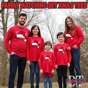 Personalised Family Long Sleeve T-Shirts – 🎄 Christmas Santa Hat with Name 🎅 - Picture 1 of 11