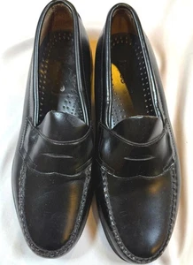 Bass Levin Weejuns Penny Loafers Black Leather Round Toe Shoes Size 8.5 M - Picture 1 of 9