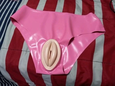 Latex Vaginal Pink Briefs Rubber Panties Sheath BDSM Fetish Customize 0.4mm XL — 第 1/4 张图片