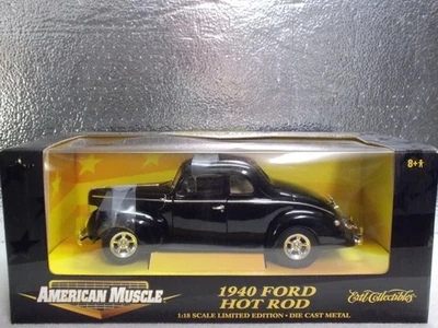 ERTL 1:18 1940 FORD HOT ROD CUPÊ PRETO COM BRONZEADO INT M.I.B. - Imagem 1 de 4