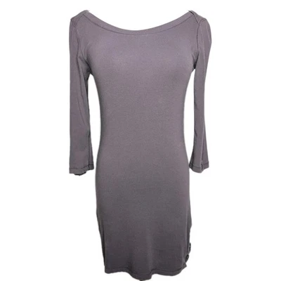 Blusa Y2K Charlotte Russe Emo bebê botão grande barco pescoço longo ajustado cinza MD - Imagem 1 de 4