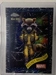 2025 Topps Chrome Marvel Rocket Raccoon /399 Spider Web Refractor #120 - Picture 1 of 3