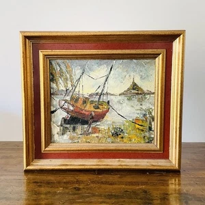 Huile sur Toile "Échouage en Baie du Mont Saint-Michel de Jean Delarose 1991 - Imagen 1 de 11