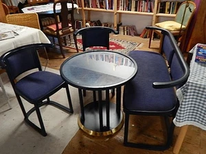 Wittmann Josef Hoffmann Fledermaus Garnitur blau Stühle Bank Tisch Jugendstil - Bild 1 von 5