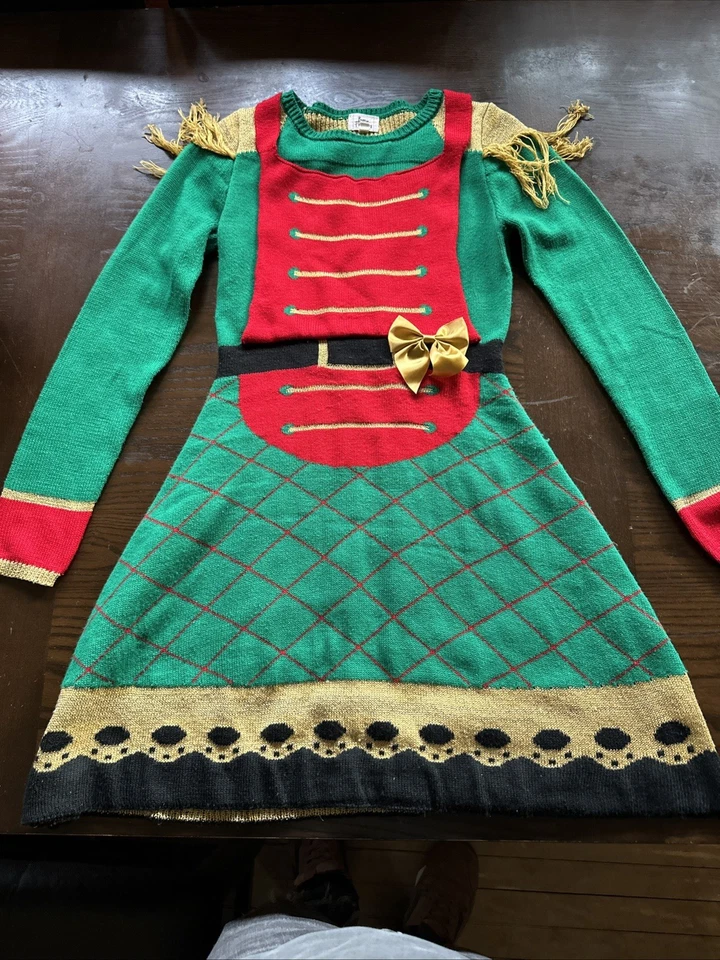 Vestido tejido Cascanueces soldado juguete Navidad feo verde born famous talla M Foto 1 de 4