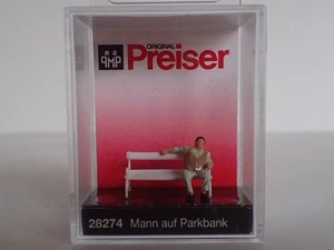 Preiser Mann auf der Parkbank Weste Mütze Pause 28274 H0 1:87 OVP Einzelfigur - Bild 1 von 1