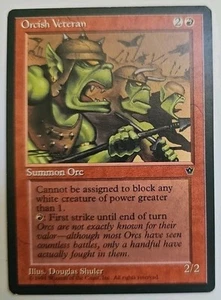 MTG Magic The Gathering Card Orcish Veteran Summon Orc Red Fallen Empires 1994 - Picture 1 of 2
