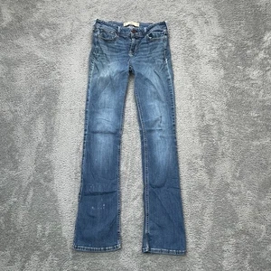 Hollister Jeans Damen 26x33 Blau Bootcut Bein Whiskered Denim Baumwolle Medium Wash - Bild 1 von 11