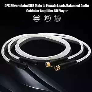 Pair OFC Silver Plated XLR Balanced Cable Male to Female Plug HiFi Balanced Cord - Picture 1 of 5