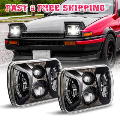 Par de faros LED rectangulares de 5X7"/7x6" para Toyota Tercel 1980 a 1987 Foto 1 de 4