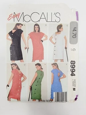 McCall's 8994 Misses Straight Pullover Dress sz 10 sewing pattern vtg 80's - Image 1 of 3