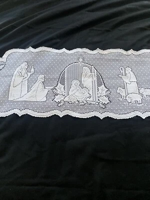 Heritage Lace Silent Night White Table Runner 14" X 41” - Image 1 of 4