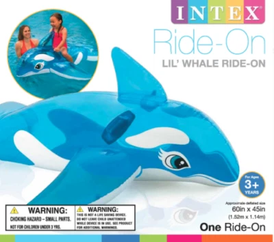 Intex Lil Whale Inflatable Ride On Swimming Pool Toy Blue New - Image 1 of 3