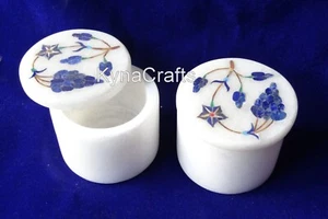 Lapis Lazuli Inlay Jewellry Box 2.5 Inches Engagement Ring Box Set of 2 Pieces - Picture 1 of 5