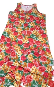 NWT Lularoe 2XL Dani Blue Pink Yellow Gold Green Floral Long Column Dress - Picture 1 of 9