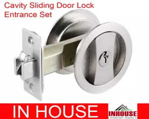 FREE SHIPPING Cavity Sliding door Lock Entrance Set SATIN FINISH FREE POSTAGE - Picture 1 of 4