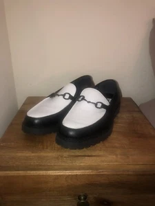 STEVE MADDEN ORTHO LEATHER SPECTATOR BLACK WHITE RUGGED SOLE MENS NEW SIZE 9 - Picture 1 of 8