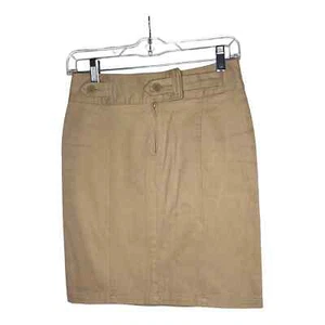 United Colors of Benneton Khaki Pencil Mini-Skirt Brushed Cotton Sz 38 - Picture 1 of 7