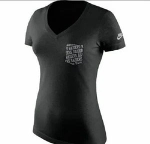 Women's Nike Raiders Historic Pocket V Neck T-Shirt Tee S Black New - Picture 1 of 2