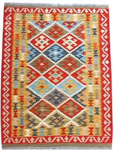 Tash Vintage Turkish Handmade Afghan Tribal Woollen Carpet Kilim Rug 150x105 cm - Picture 1 of 6
