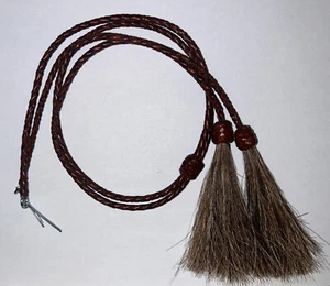 LEATHER ~ STAMPEDE STRING ~ HORSEHAIR TASSELS~COTTER PINS - ALL BROWN - Picture 1 of 9