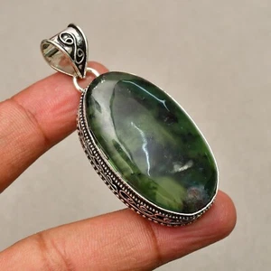 Serpentine Gemstone 925 Sterling Silver Handmade Jewelry pendant 2.08'' - Picture 1 of 6