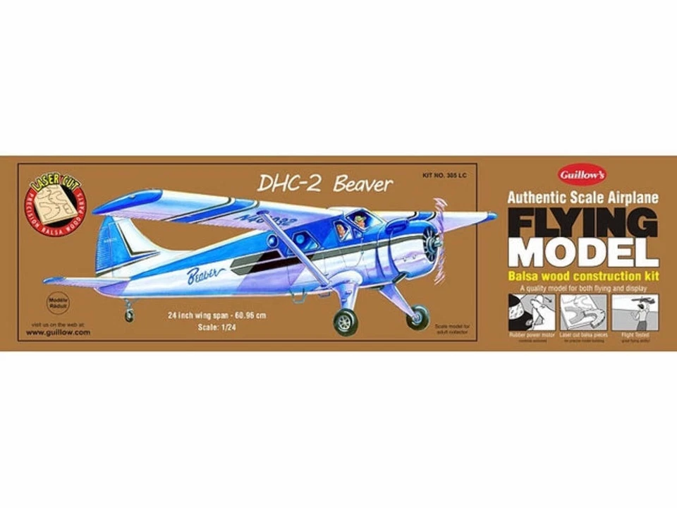 Guillows DHC-2 Beaver1:24 Scale Laser Cut Balsa Model Kit, 609mm WS, #GUILL305LC - Image 1 of 1