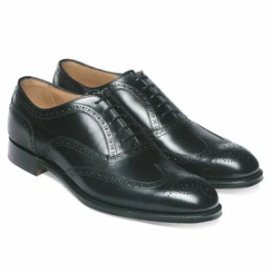 Hombres Hechas a Mano Negro Brogue Oxford Cuero Botas Formales Punta de Ala Ropa Clásica Zapatos - Imagen 1 de 5