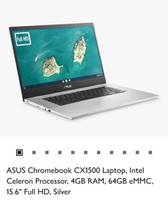 ASUS Chromebook CX1500 Laptop, Intel Celeron Processor, 4GB RAM,64GB cMMC 15.6"  - Image 1 of 4