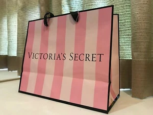 Victoria's Secret MEDIUM Glossy Paper Shopping Gift Bags - Pink Stripe 3 Bags - Picture 1 of 7