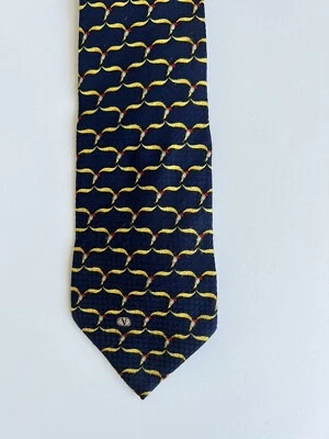 VALENTINO GRAVATA 100% SEDA AZUL E AMARELA (CRAVATA SETA) FEITA NA ITÁLIA - Imagem 1 de 4