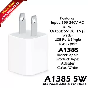 Apple A1385 USB AC Power Adapter 652-0982 661-4954 OEM Charger - Picture 1 of 3